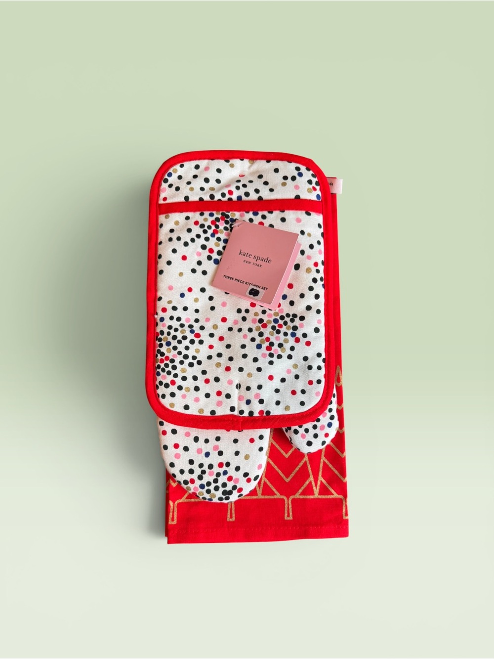 NWT Kate Spade New York “Spruce Way” 3-Piece Christmas Kitchen Linen Set